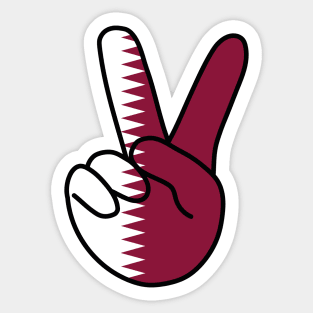 Qatar Flag V Sign Sticker